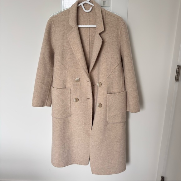 No Brand Jackets & Blazers - Women's wool and alpaca blended Tan Double-Breasted Coat